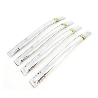 Bombilla de Acero Chata Personalizable, con aplique dorado.